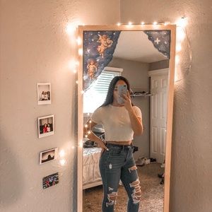 ✰pacsun basics yellow striped lettuce crop top ✰